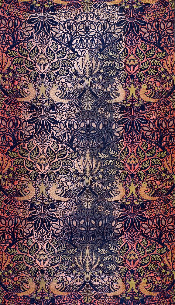 William Morris's Woven Textile: Dove and Rose (1879) famous pattern. Original from The Birmingham Museum. Digitally enhanced…
