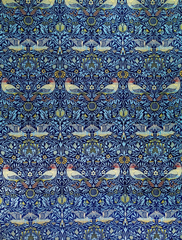 William Morris's Wool curtain: Bird (1877-1878) famous pattern. Original from The Birmingham Museum. Digitally enhanced by…