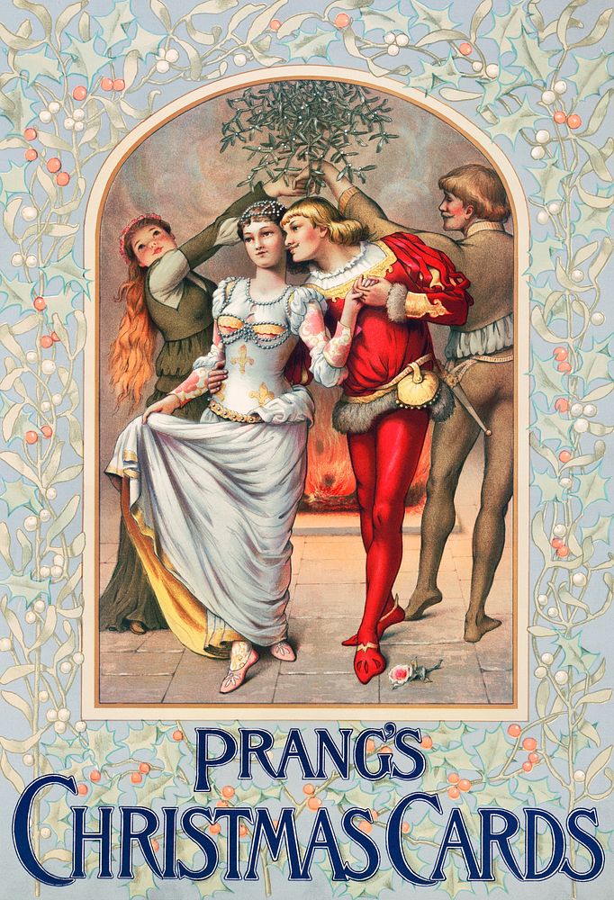 Prang's Christmas Card (ca. 1886) by L. Prang & Co. Original from Library of Congress. Digitally enhanced by rawpixel.