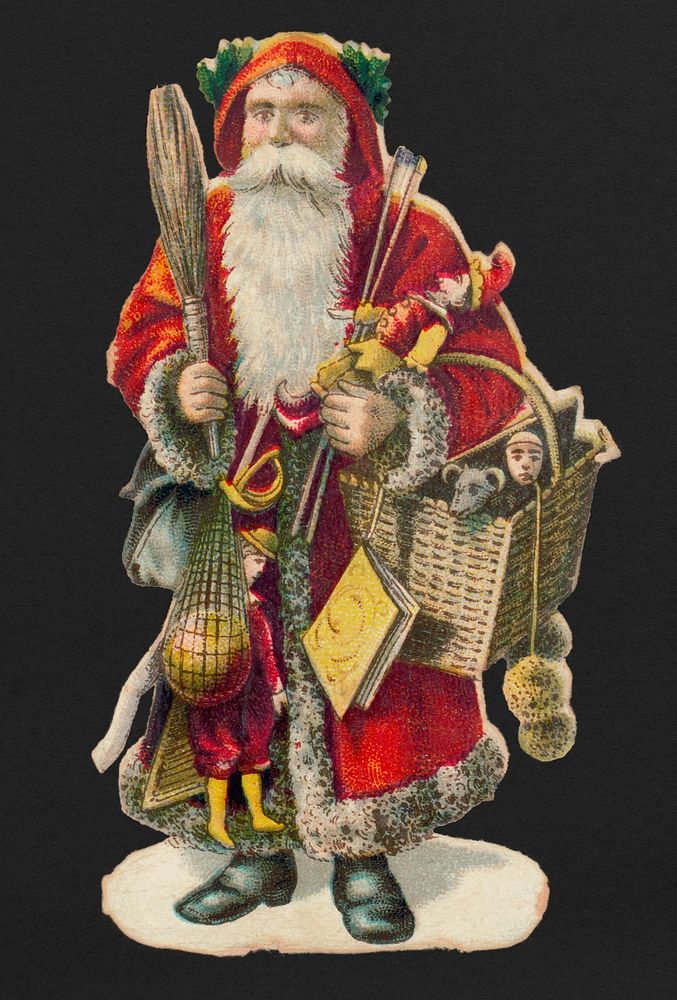Santa Claus with a Basket of Toys (1870). Original from Library of Congress. Digitally enhanced by rawpixel.