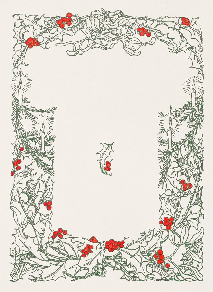 Foliage Frame from The children's book of Christmas (ca. 1911) by J.C. Dier. Original from Library of Congress. Digitally…