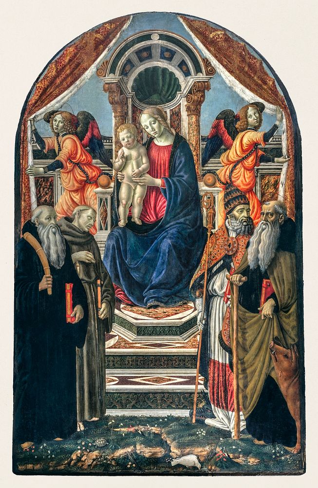Madonna and Child Enthroned with Saints and Angels by Francesco Botticini (1446&ndash;1498). Original from The MET Museum.…