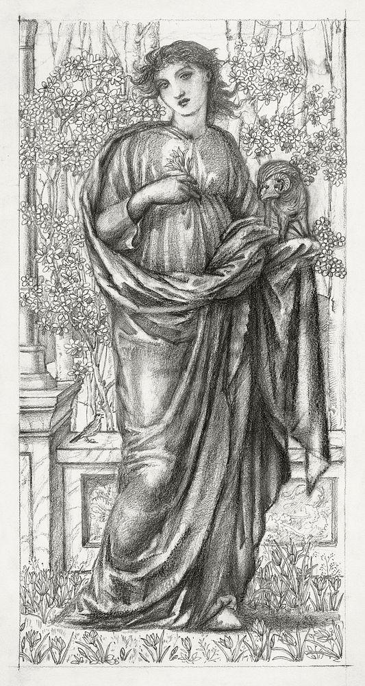 The Month of March (ca. 1866) drawing in high resolution by Sir Edward Burne&ndash;Jones. Original from the MET Museum.…