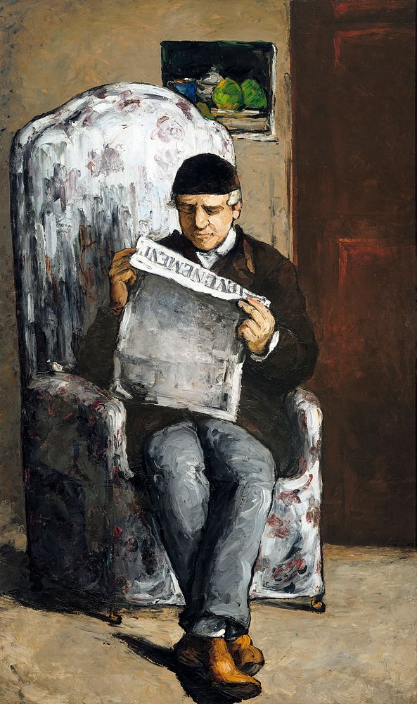 The Artist's Father, Reading "L'&Eacute;v&eacute;nement" (1866) by Paul C&eacute;zanne. Original from The National Gallery…