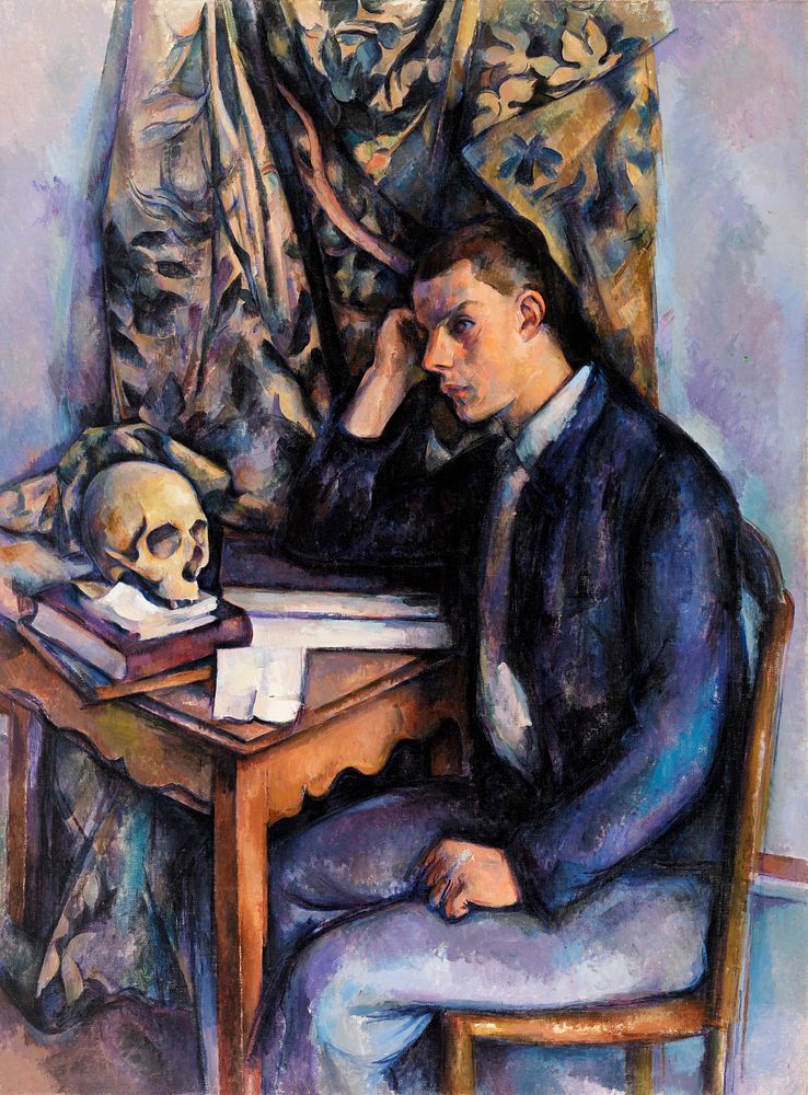 Young Man and Skull (Jeune homme &agrave; la t&ecirc;te de mort) (ca. 1896&ndash;1898) by Paul C&eacute;zanne. Original from…