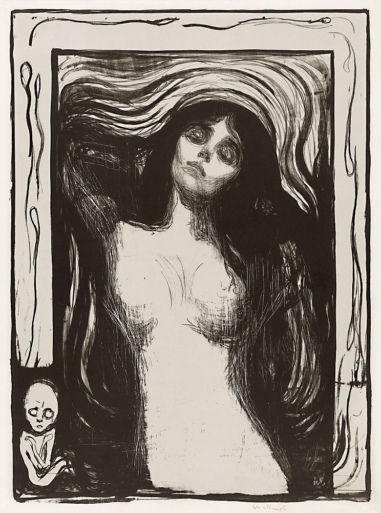 Madonna Liebendes Weib (1895) by Edvard Munch. Original from Yale University Art Gallery. Digitally enhanced by rawpixel.