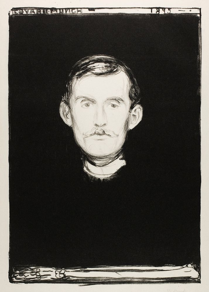 Self&ndash;Portrait (1895) by Edvard Munch. Original from The Art Institute of Chicago. Digitally enhanced by rawpixel.