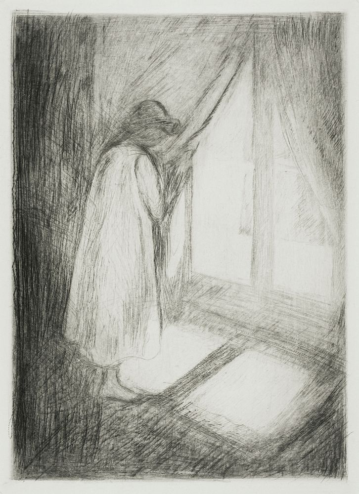 The Girl at the Window (1894) by Edvard Munch. Original from The Art Institute of Chicago. Digitally enhanced by rawpixel.