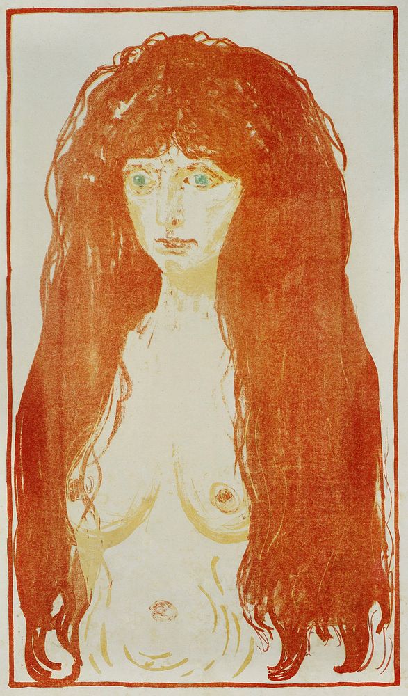 The Sin, Woman with Red Hair and Green Eyes (1902) by Edvard Munch. Original from the Rijksmuseum. Digitally enhanced by…
