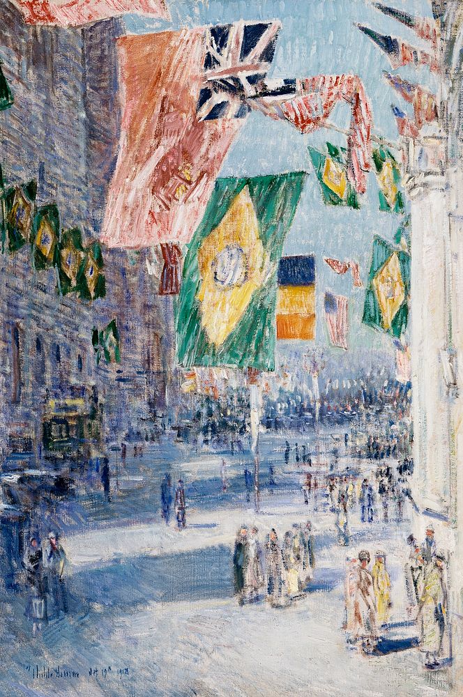 Avenue of the Allies: Brazil, Belgium (1918) by Frederick Childe Hassam. Original from The Los Angeles County Museum of Art.…