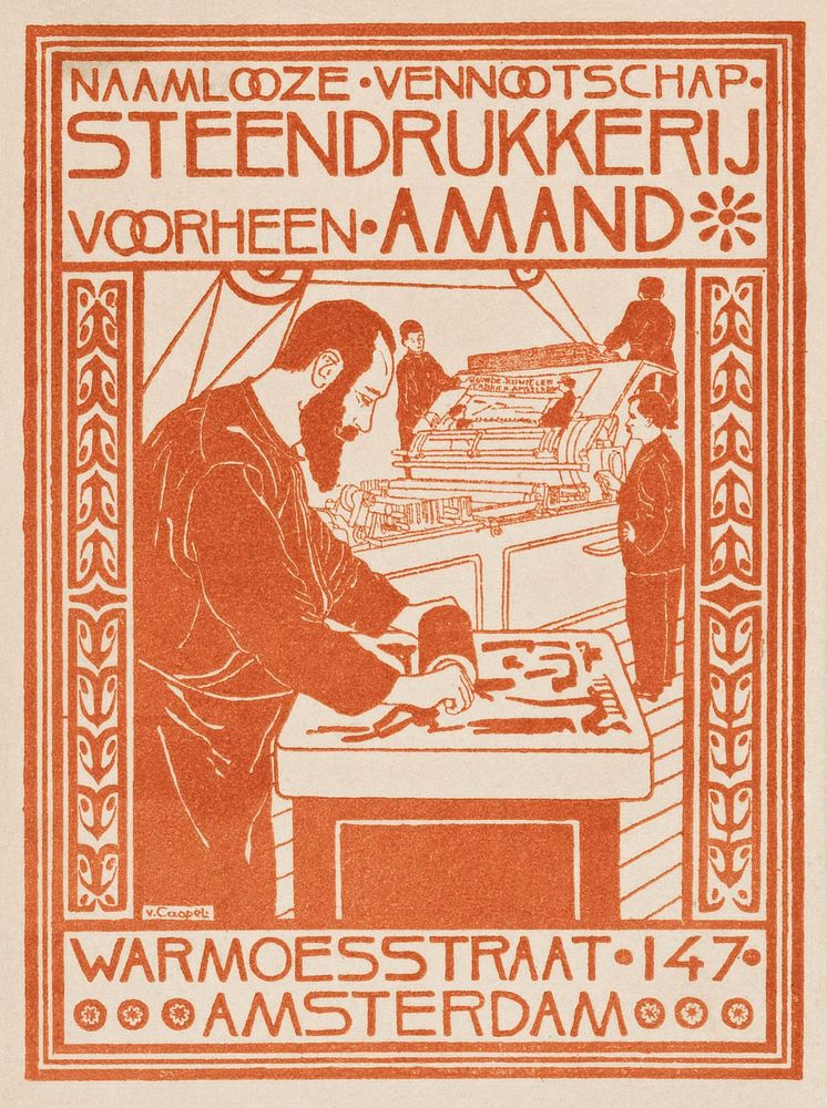 Advertentie van Steendrukkerij voorheen Amand (1880&ndash;1928) by Johann Georg van Caspel. Original from The Rijksmuseum.…