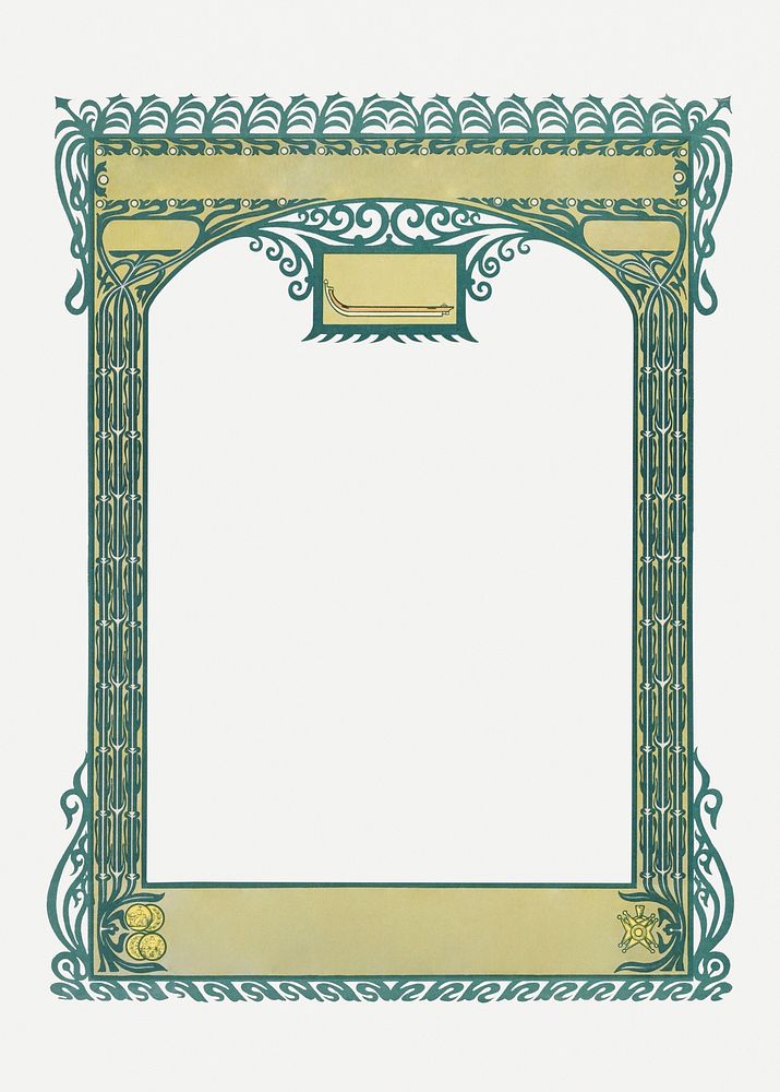 Frame psd with vintage green border, remixed from the artworks by Johann Georg van Caspel