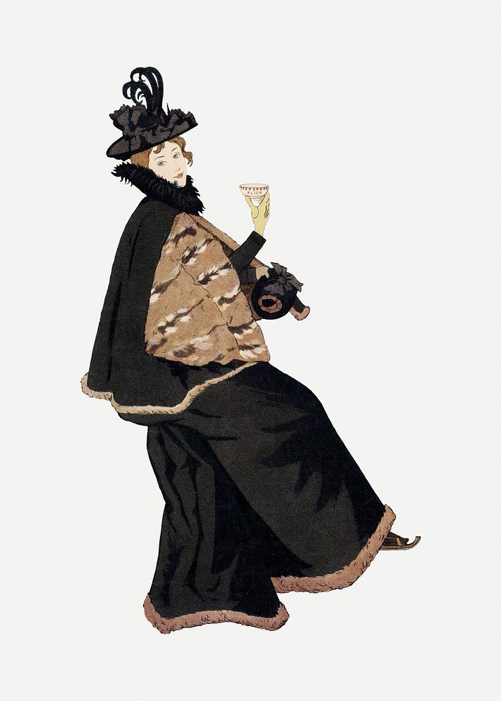 Woman psd in traditional dress drinking hot cocoa, remixed from the artworks by Johann Georg van Caspel