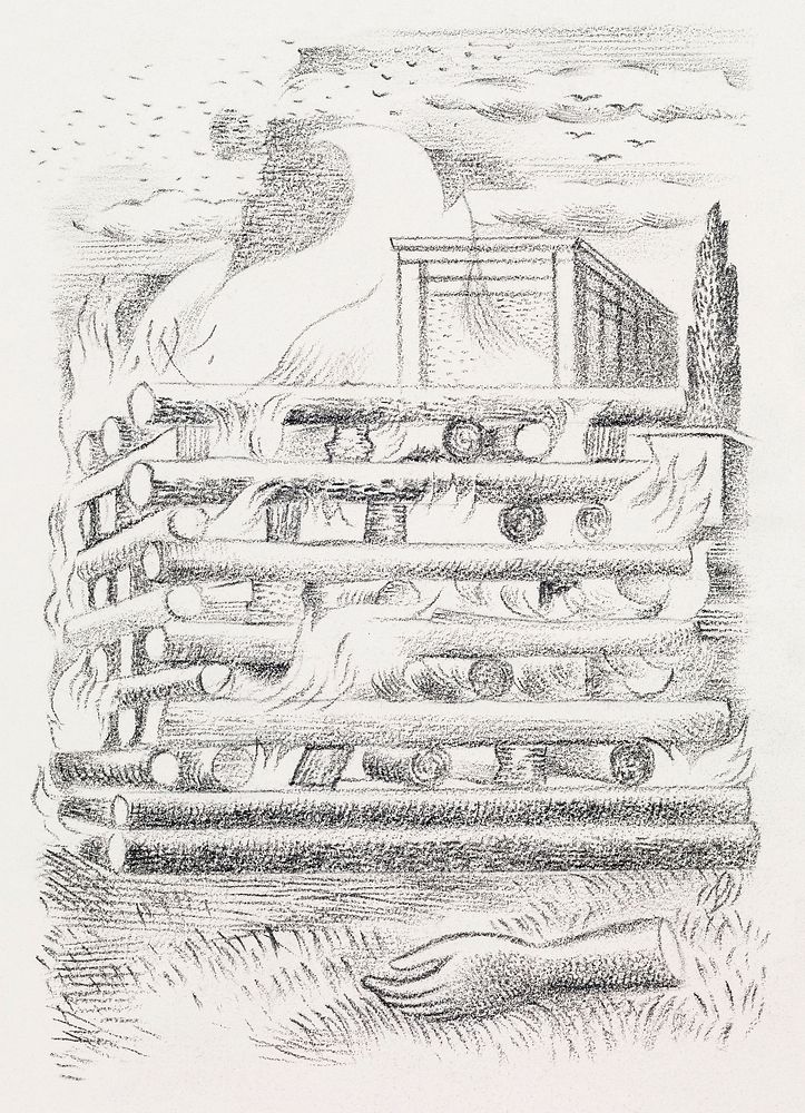 Design for Urne Buriall–Funeral Pyre (1932) painting in high resolution by Paul Nash. Original from The Birmingham Museum.…