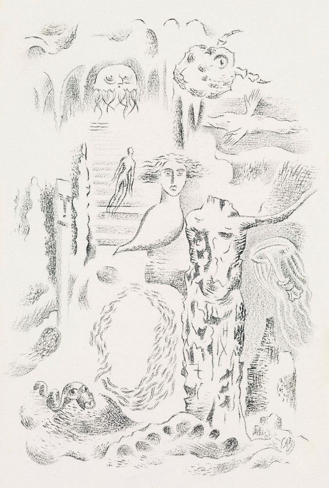 Design for Urne Buriall&ndash;Ghosts (1932) drawing in high resolution by Paul Nash. Original from The Birmingham Museum.…
