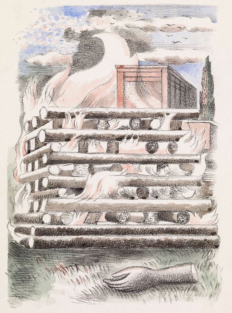 Design for Urne Buriall&ndash;Funeral Pyre (1932) painting in high resolution by Paul Nash. Original from The Birmingham…