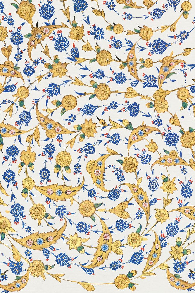 Ottoman decorative pattern psd luxury floral background, remixed from original artwork by Sultan Süleiman the Magnificent