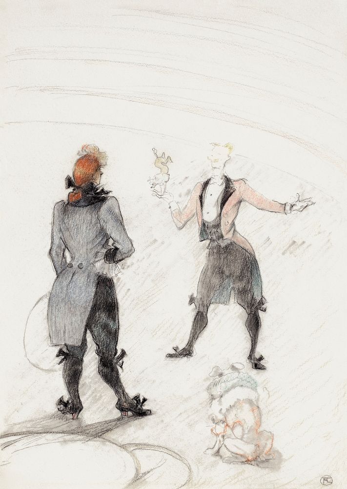 Henri de Toulouse&ndash;Lautrec, At the Circus: The Dog Trainer (1899) famous drawing. Original from The Sterling and…