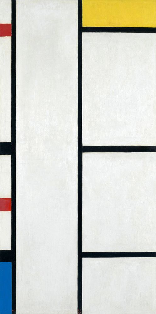 Piet Mondrian's Composition with Red, Yellow, and Blue (1935&ndash;1942) famous painting.