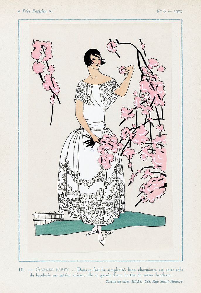 Garden Party (1923) fashion plate in high resolution published in Tr&egrave;s Parisien. Original from The Rijksmuseum.…