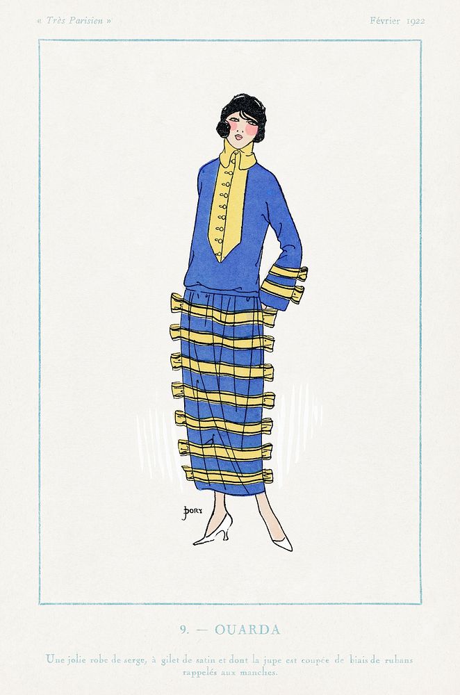 Flapper dress (1922) fashion plates in high resolution published in Tr&egrave;s Parisie. Original from The Rijksmuseum.…