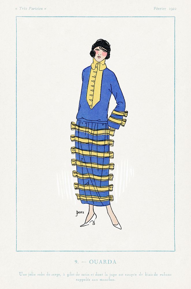 Flapper dress (1922) fashion plates in high resolution published in Très Parisie. Original from The Rijksmuseum. Digitally…