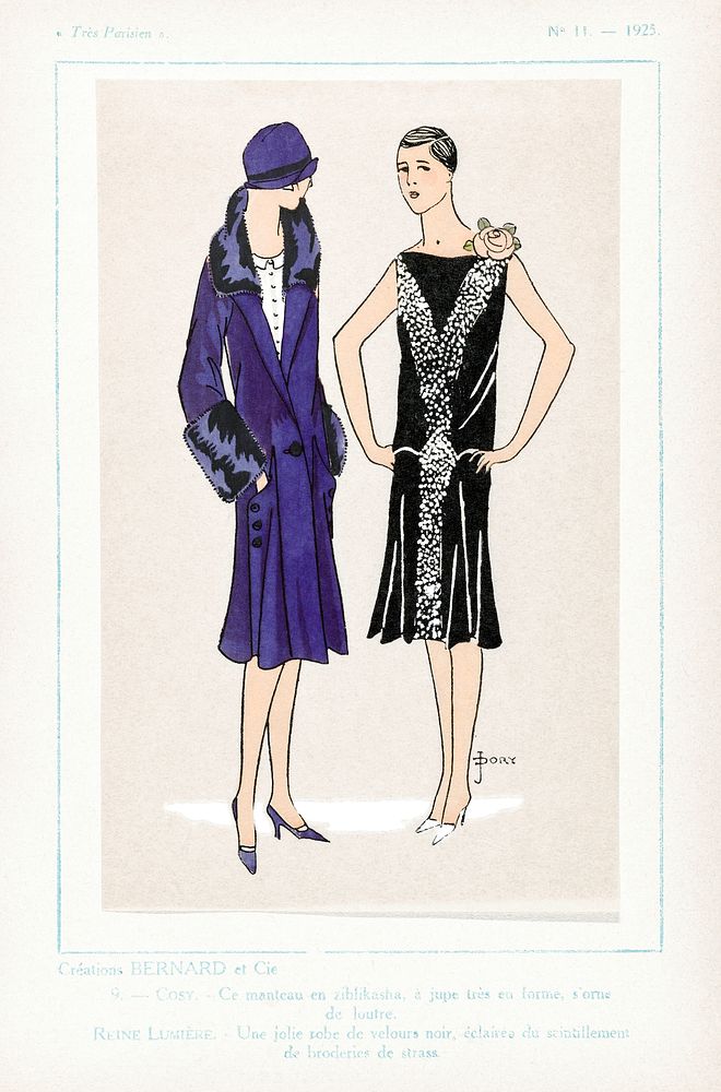 Flapper dresses (1923) fashion plates in high resolution published in Tr&egrave;s Parisie. Original from The Rijksmuseum.…