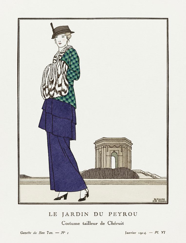 Le Jardin de Peyrou (1914) print in high resolution by Bernard Boutet de Monvel, published in Gazette de Bon Ton. Original…
