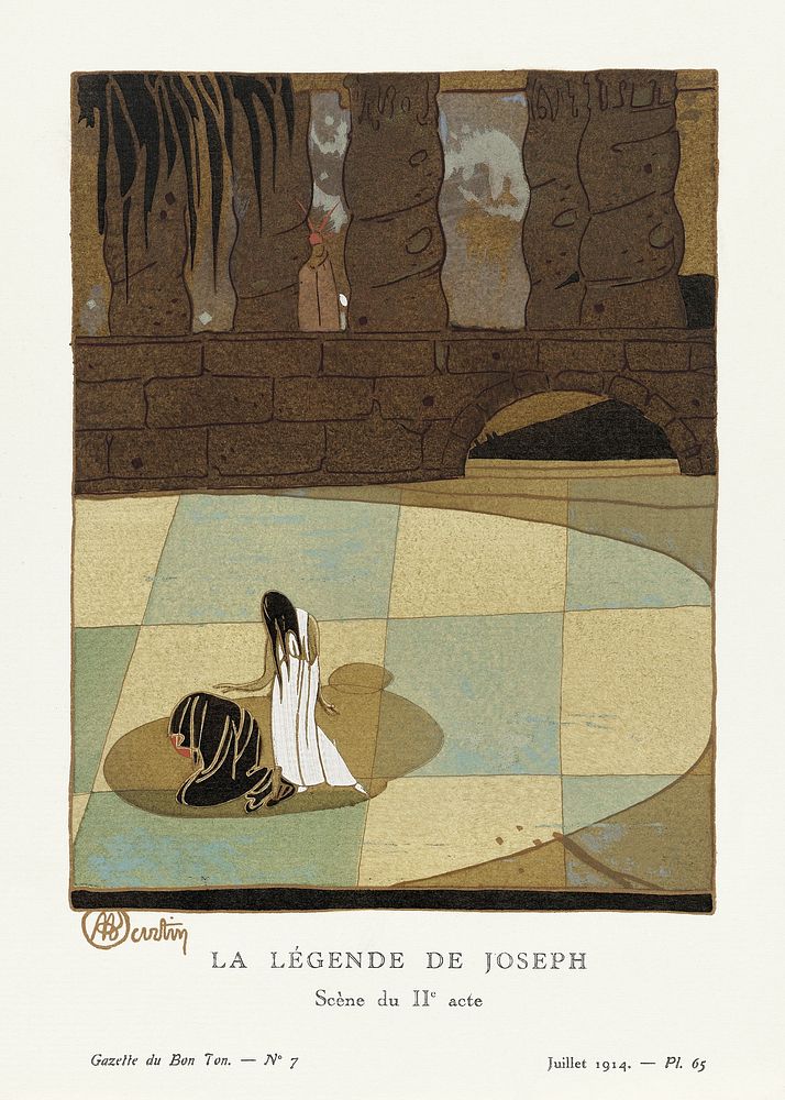 The Legend of Joseph, scene from Act II (1914) in high resolution by Charles Martin, published in Gazette de Bon Ton.…