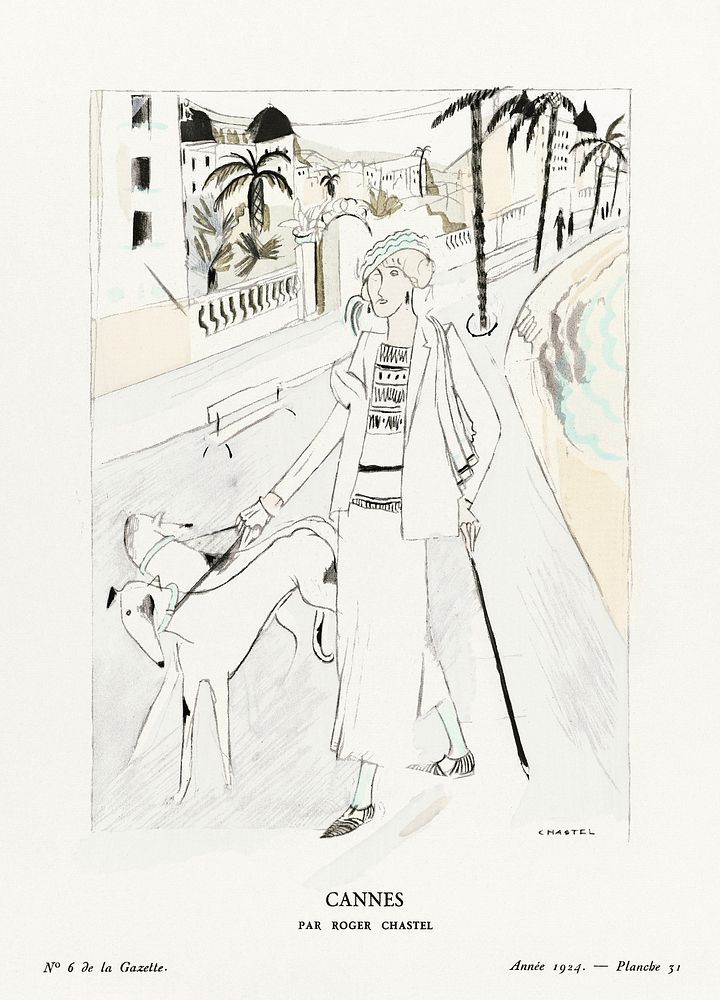 Cannes: par roger chastel (1924) fashion plate in high resolution published in Gazette de Bon Ton. Original from The…