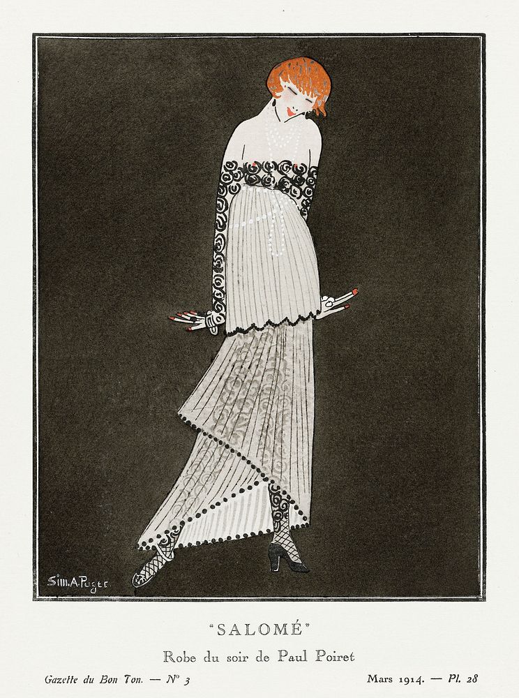 Salome/ The evening gown by Paul Poiret (1914) by Simone A. Puget, published  Gazette du Bon Ton. Original from The…