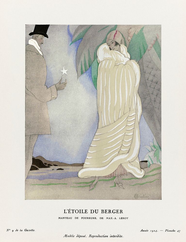L'&eacute;toile du berger, Manteau de fourrure, de Max-A. Leroy (1924) fashion plate in high resolution by Charles Martin…