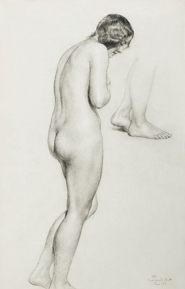 Naked woman showing her bottom. Female Nude (1858) by Daniel Huntington. Original from The Smithsonian. Digitally enhanced…