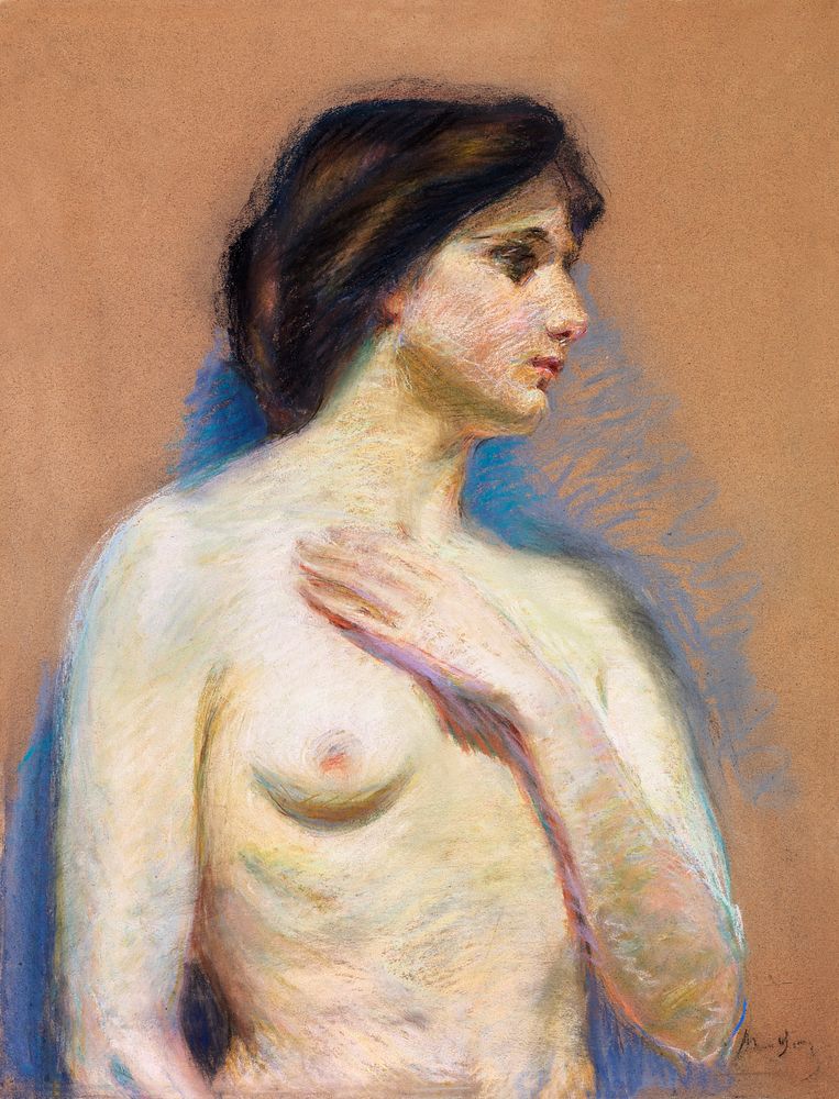 Naked woman showing her breasts, vintage erotic art. Nude by Alice Pike Barney. Original from The Smithsonian. Digitally…