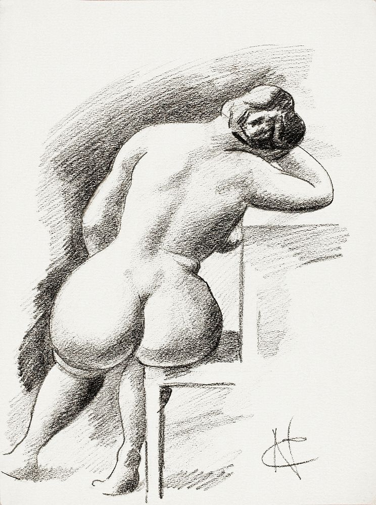 Naked woman showing her bottom. Seated Female Nude by Carl Newman. Original from The Smithsonian. Digitally enhanced by…