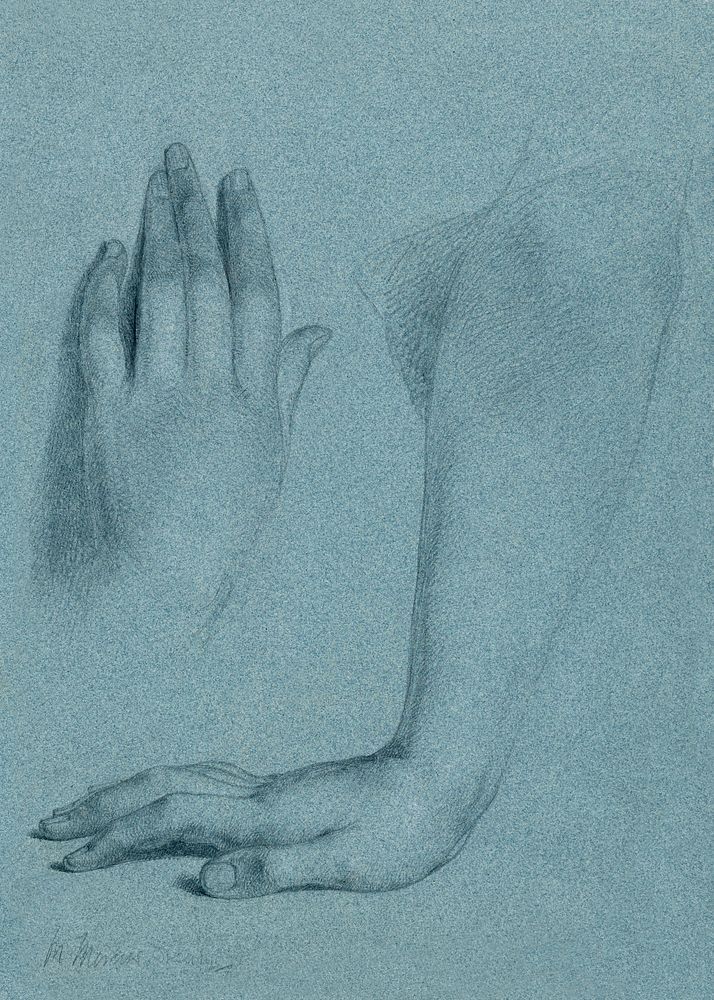 Mercy's Hand and Arm, Study for "Mercy's Dream" (1857) by Daniel Huntington. Original from The Smithsonian. Digitally…