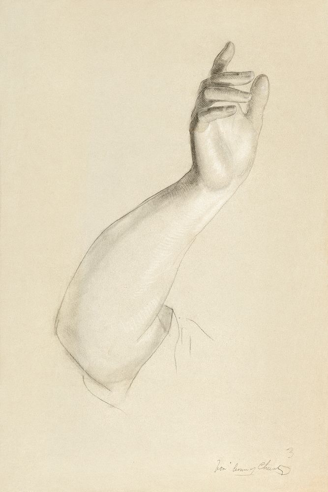 Study of Right Hand for "Lesson of Charity" (1850) by Daniel Huntington. Original from The Smithsonian. Digitally enhanced…