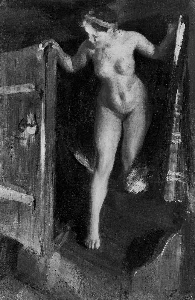 Nude Girl in Doorway (1900) by Anders Leonard Zorn. Original from The Art Institute of Chicago. Digitally enhanced by…