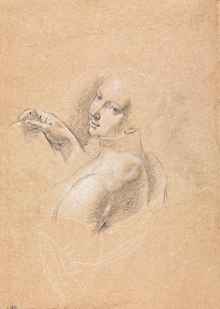 Naked woman posing sensually, vintage erotic art. Verona Sketchbook: Female nude looking over left shoulder (1760) by…