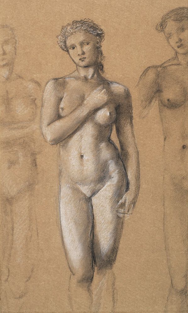 Naked woman showing her breasts, vintage erotic art. Female Nude: Three Studies, possibly for Venus (1865-1866) by Sir…