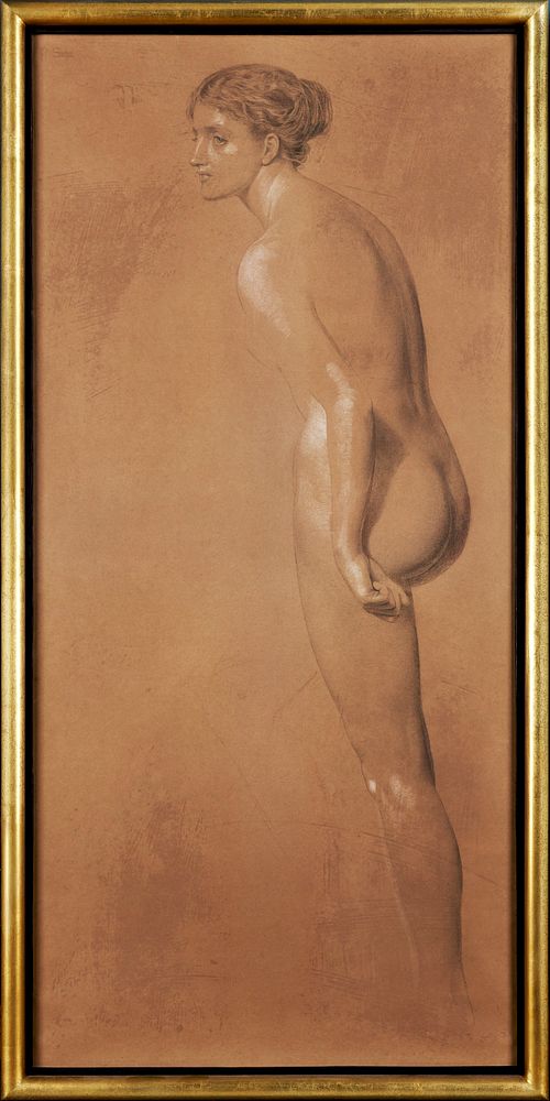 Naked woman posing sensually, vintage erotic art. Female Nude (1898) by Frederick Sandys. Original from Birmingham Museums.…