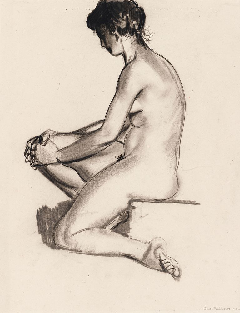 Naked woman posing sensually, vintage erotic art. Nude Woman by George Wesley Bellows, American. Original from Yale…