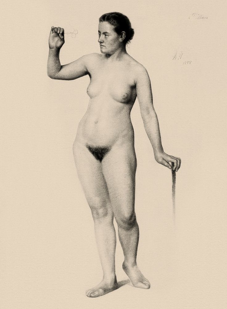 Naked woman. Female Nude Holding a Clove (1888) by Edwin Wallace Fillmore. Original from The Yale University Art Gallery.…