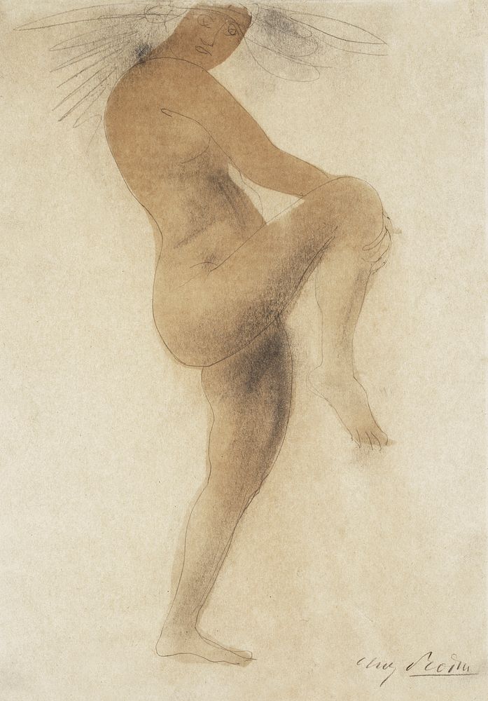 Naked woman posing sensually, vintage erotic art. Female Nude Dancing by Auguste Rodin. Original from Yale University Art…