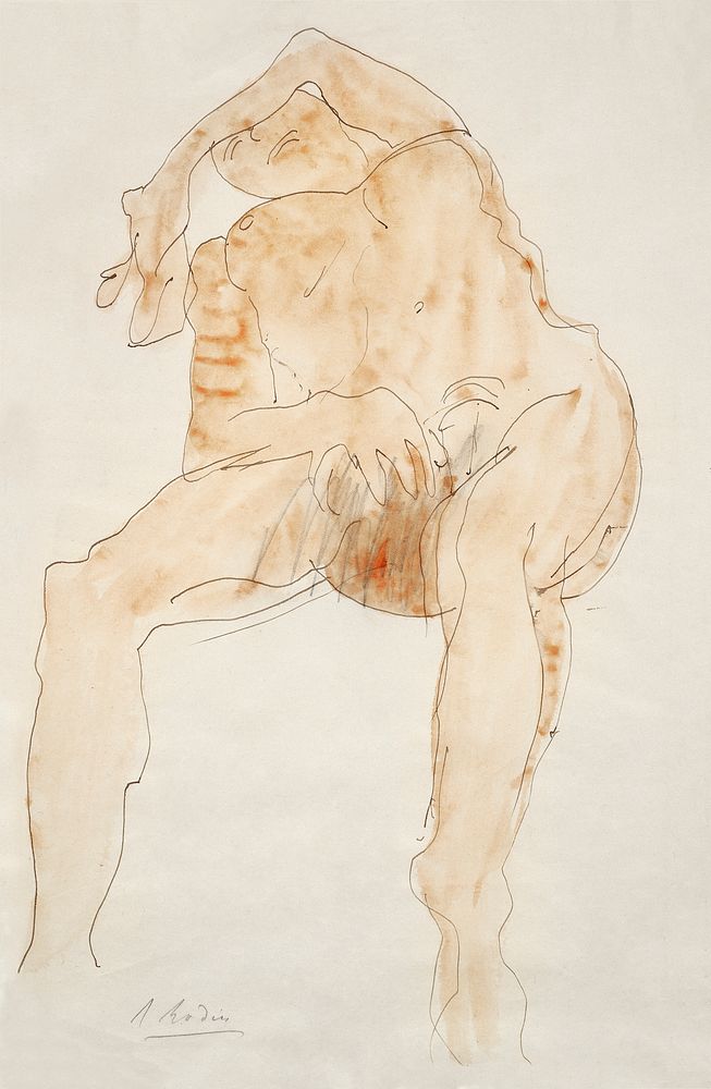 Naked woman showing her vagina. Study of a Nude, right arm over eye by Auguste Rodin. Original from Yale University Art…