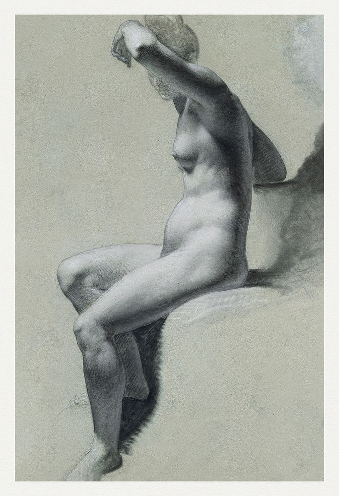 Seated Female Nude (1810&ndash;1820) by Pierre Paul Prud'hon. Original from The MET museum. Digitally enhanced by rawpixel.