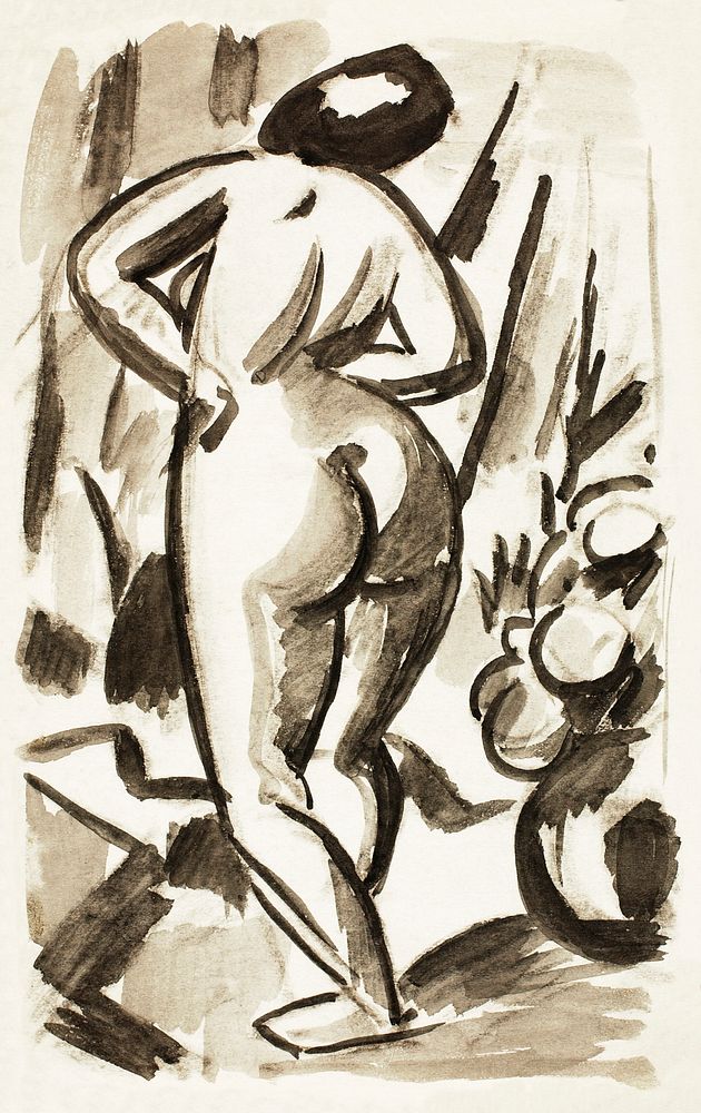 Woman showing her nude bum. Standing Female Nude by Carl Newman. Original from The Smithsonian. Digitally enhanced by…