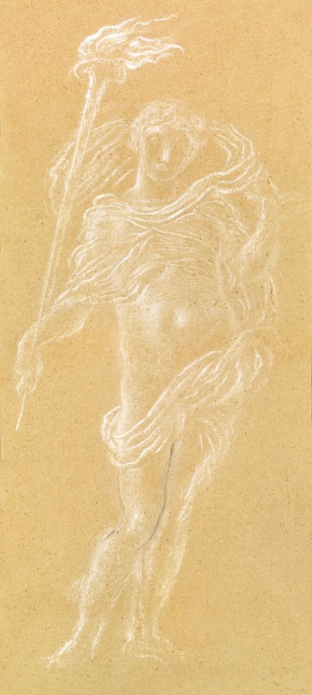 Hymen with a flaming torch by Simeon Solomon. Original from The Birmingham Museum. Digitally enhanced by rawpixel.