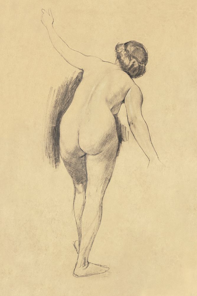 Study of Nude Figure (1900) by Louis Schaettle. Original from The Smithsonian. Digitally enhanced by rawpixel.