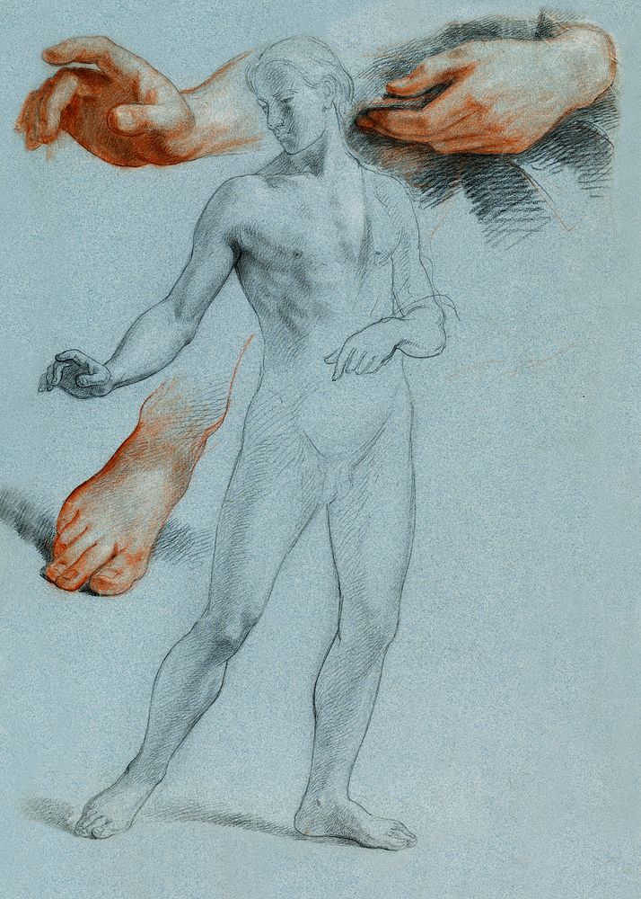 Male Nude Standing, Separ (1858) by Daniel Huntington. Original from The Smithsonian. Digitally enhanced by rawpixel.